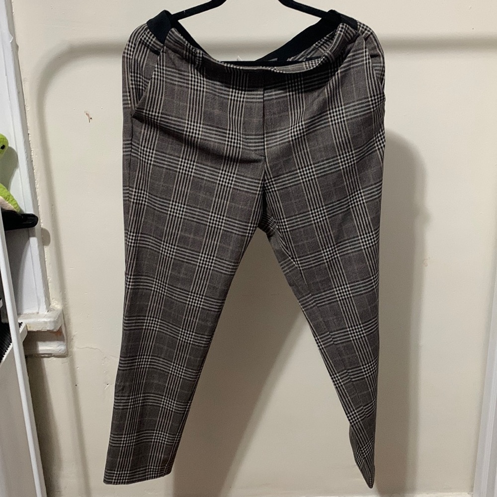 H&M Plaid Ankle Length Pants with Elastic Band